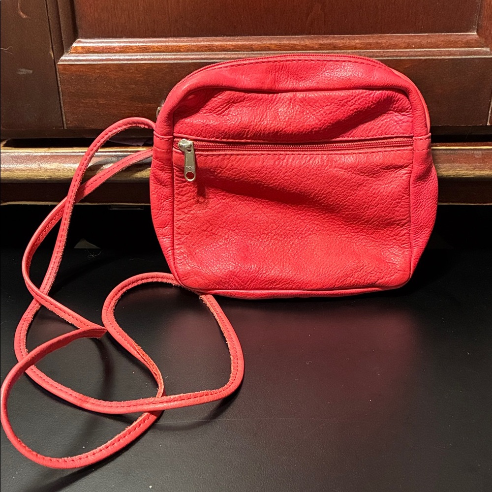 Vintage Red Leather Crossbody Bag